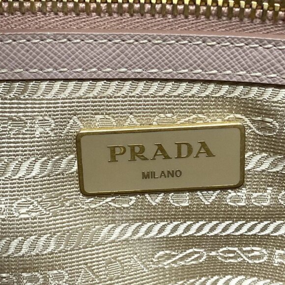 Auth PRADA Galleria Small Bag Pink Beige Saffiano Leather Tote Bag - Picture 13 of 14